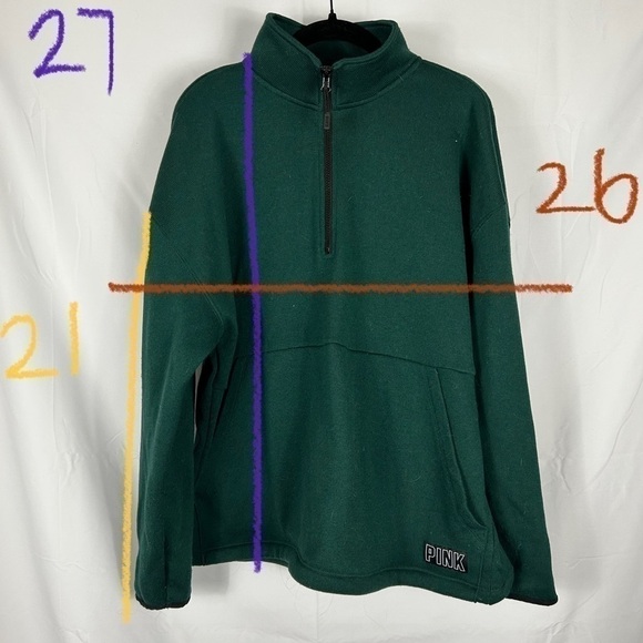 Victoria’s Secret Pink Jacket 1/2 Zip Long Sleeve Fleece Lined Oversize Pullover - Picture 10 of 13